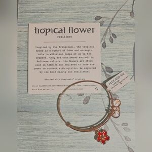 Alex and Ani Tropical Flower Color Infusion Charm Bangle Bracelet, Rose Gold